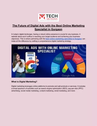 Best Online Marketing Specialist in Gurgaon-Techmetronix