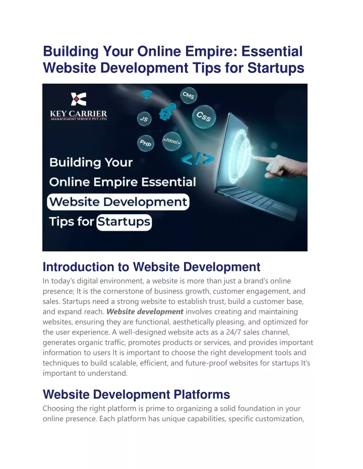 building your online empire essential website development tips for startups