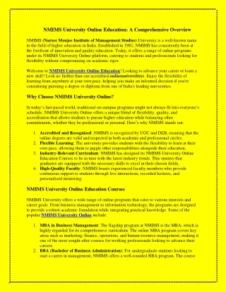nmims university online education a comprehensive