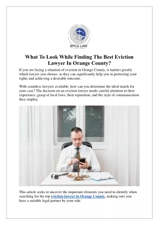 What To Look While Finding The Best Eviction Lawyer In Orange County