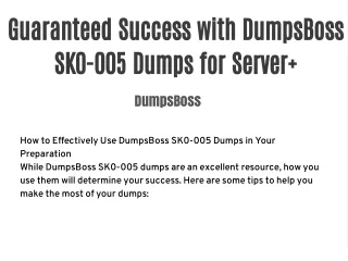 DumpsBoss SK0-005 Dumps Pass CompTIA Server  Easily