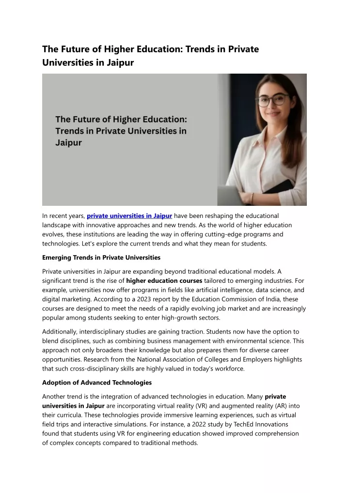 the future of higher education trends in private