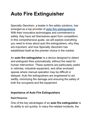 Auto Fire Extinguisher