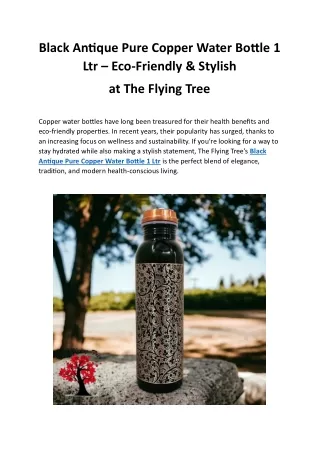 Black Antique Pure Copper Water Bottle 1 Ltr at The Flying Tree
