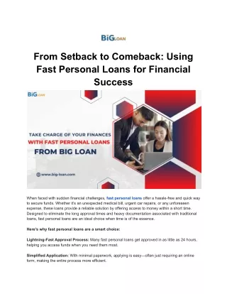 Fast Personal Loans with Easy Online Application – BigLoan