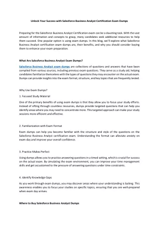 Unlock Your Success with Salesforce Business Analyst Certification Exam Dumps