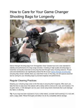 How to Care for Your Game Changer Shooting Bags for Longevity