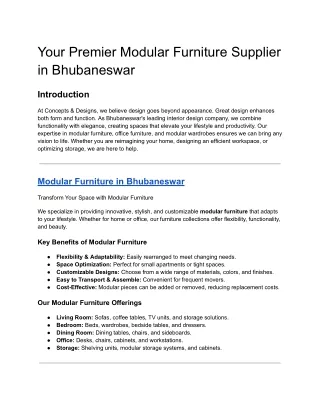 Your Premier Modular Furniture Supplier in Bhubaneswar