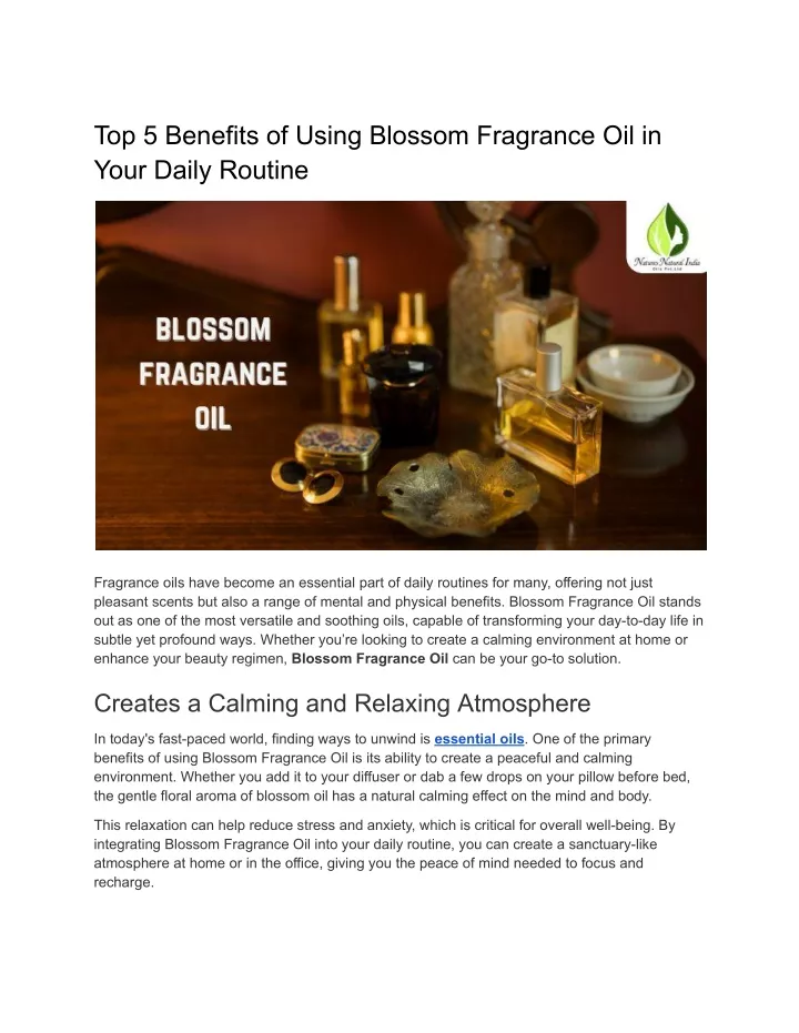 top 5 benefits of using blossom fragrance