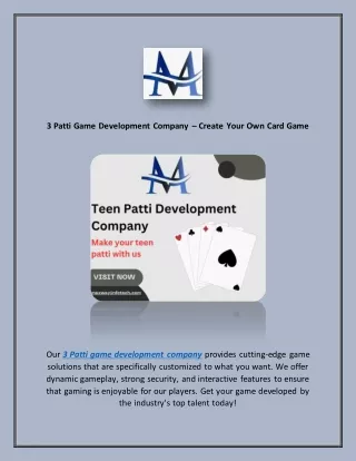 3 Patti Game Development Company – Create Your Own Card Game