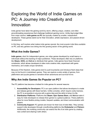 exploring the world of indie games