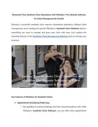 Streamline Your Aesthetic Clinic Operations with MioSalon_ The Ultimate Software for Client Management & Growth