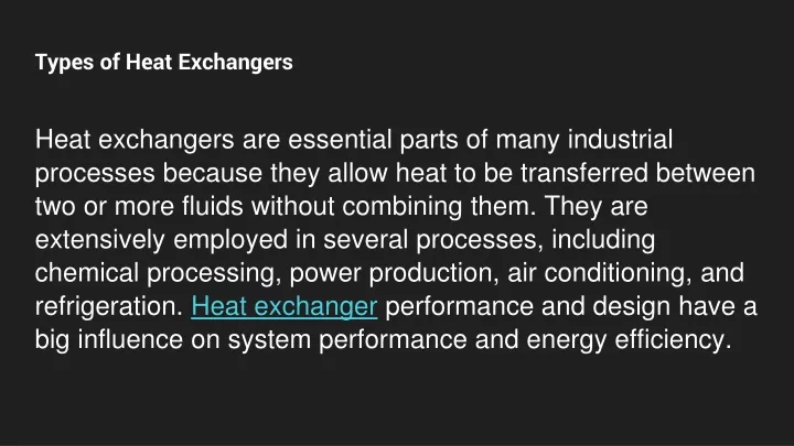 types of heat exchangers