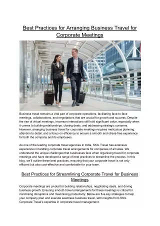 Best Practices for Arranging Business Travel for Corporate Meetings