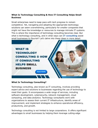 What Is Technology Consulting & How IT Consulting Helps Small Business