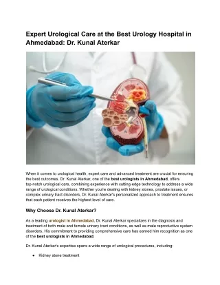 Expert Urological Care at the Best Urology Hospital in Ahmedabad_ Dr