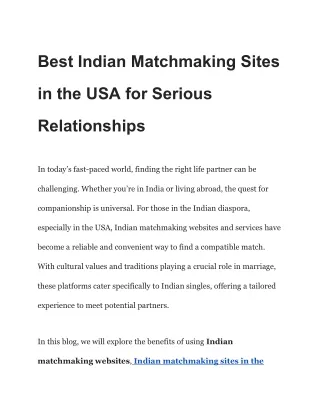 Best Indian Matchmaking Sites in the USA for Serious Relationships