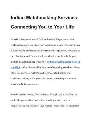 Indian Matchmaking Services_ Connecting You to Your Life