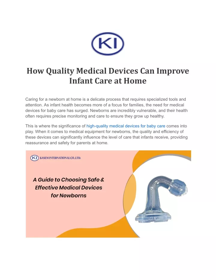 how quality medical devices can improve infant