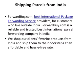 Shipping from India