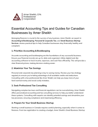 Amer Sheikh's startup services provide essential financial planning to help you