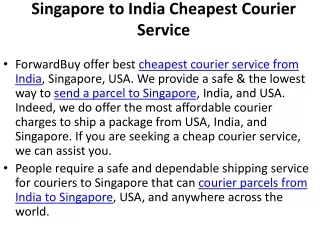 Singapore to India Cheapest Courier Service