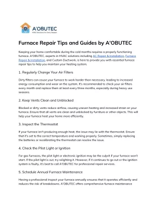 Stay warm with A'OBUTEC's reliable furnace repair services in Oshawa.