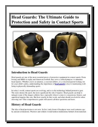 Head Guards The Ultimate Guide to Protection and Safety in Contact Sports