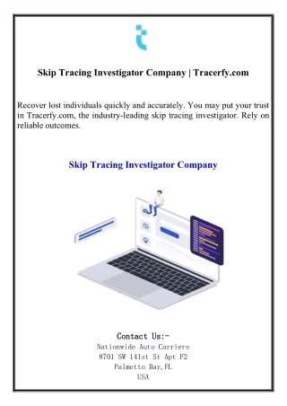 Skip Tracing Investigator Company Tracerfy.com