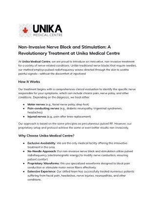 Unika Medical Centre offers specialized treatments for PTSD, focusing on holisti