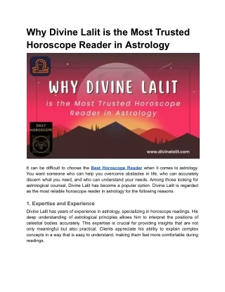 why divine lalit is the most trusted horoscope