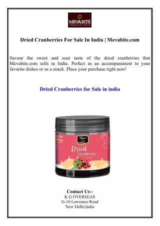 Dried Cranberries For Sale In India  Mevabite.com