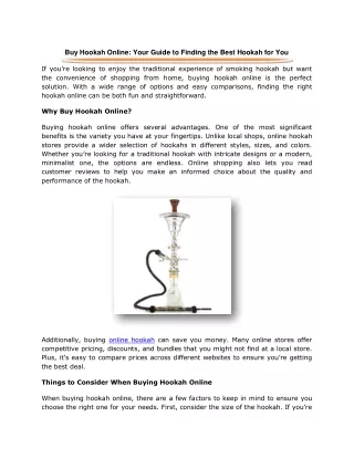 Buy Hookah Online: Your Guide to Finding the Best Hookah for You