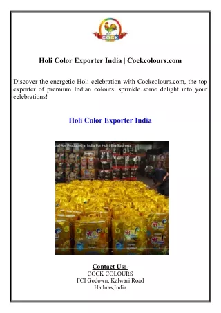Holi Color Exporter India  Cockcolours.com