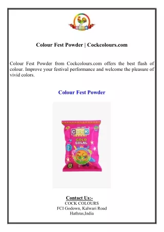 Colour Fest Powder  Cockcolours.com