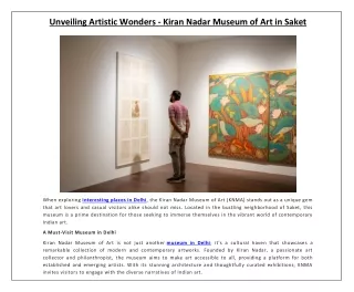 Unveiling Artistic Wonders - Kiran Nadar Museum of Art in Saket