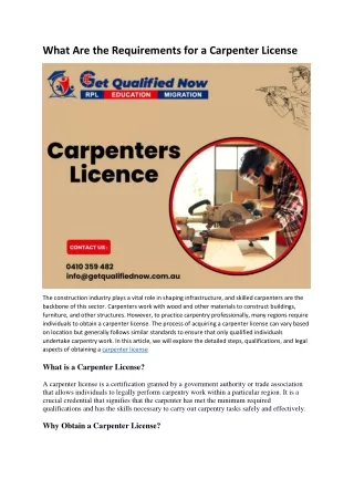 What Are the Requirements for a Carpenter License