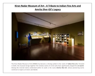 Kiran Nadar Museum of Art - A Tribute to Indian Fine Arts and Amrita Sher-Gil’s