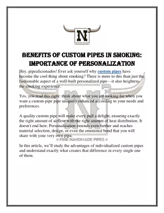 Benefits of Custom Pipes in Smoking: Importance of Personalization