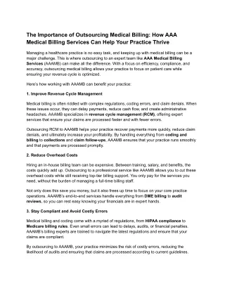 The Importance of Outsourcing Medical Billing_ How AAA Medical Billing Services Can Help Your Practice Thrive