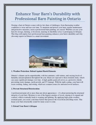 Enhance Your Barns Durability with Professional Barn Painting in Ontario