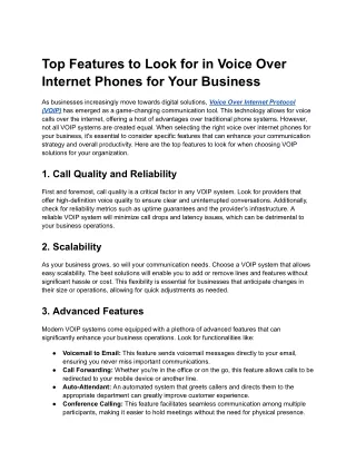 Top Features to Look for in Voice Over Internet Phones for Your Business