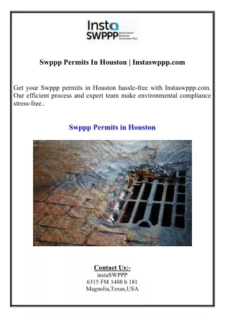 Swppp Permits In Houston  Instaswppp.com