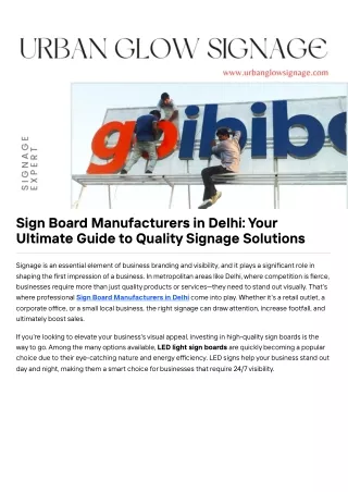 Sign Board Manufacturers in Delhi Your Ultimate Guide to Quality Signage Solutions