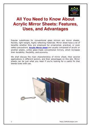 All You Need to Know About Acrylic Mirror Sheets