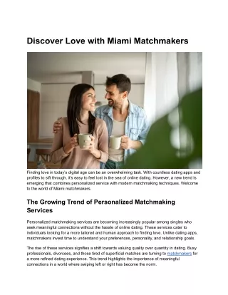 Discover Love with Miami Matchmakers