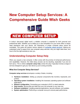 new computer setup services a comprehensive guide