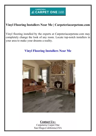 Vinyl Flooring Installers Near Me  Carpeteriacarpetone.com