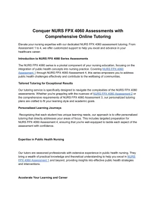 Conquer NURS FPX 4060 Assessments with Comprehensive Online Tutoring