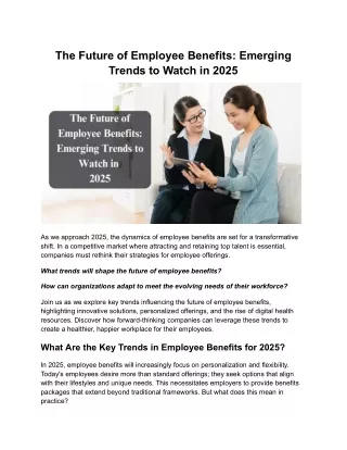 Future of Employee Benefits Innovative Solutions & Trends to Watch in 2025